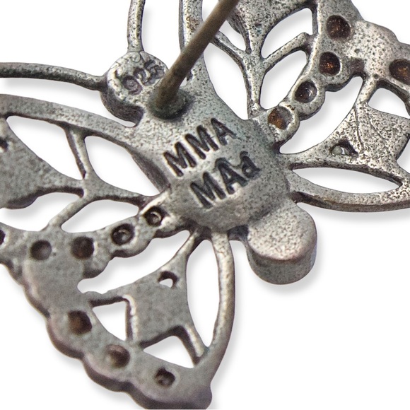 Vintage Metropolitan Museum of Art Sterling Silver Butterfly Stud Earrings - Picture 4 of 6